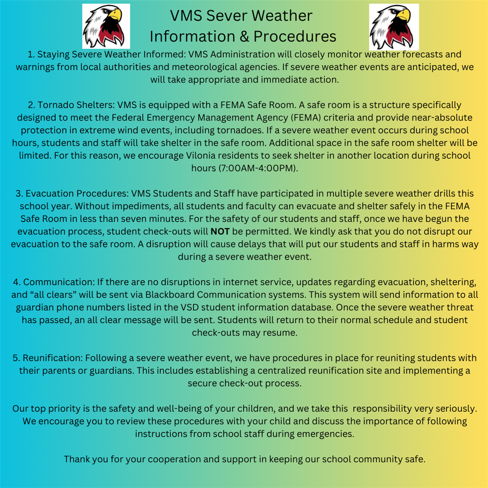  VMS Sever Weather Information & Procedures